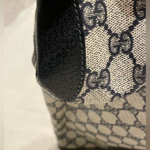 NWOT Vintage GUCCI SHERRY Line Large NAVY Monogram GG Canvas Leather Tote - Picture 8 of 13